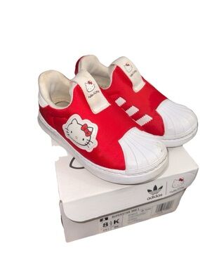 adidas Kids Red & White Hello Kitty Slip-On Sneakers 8.5k